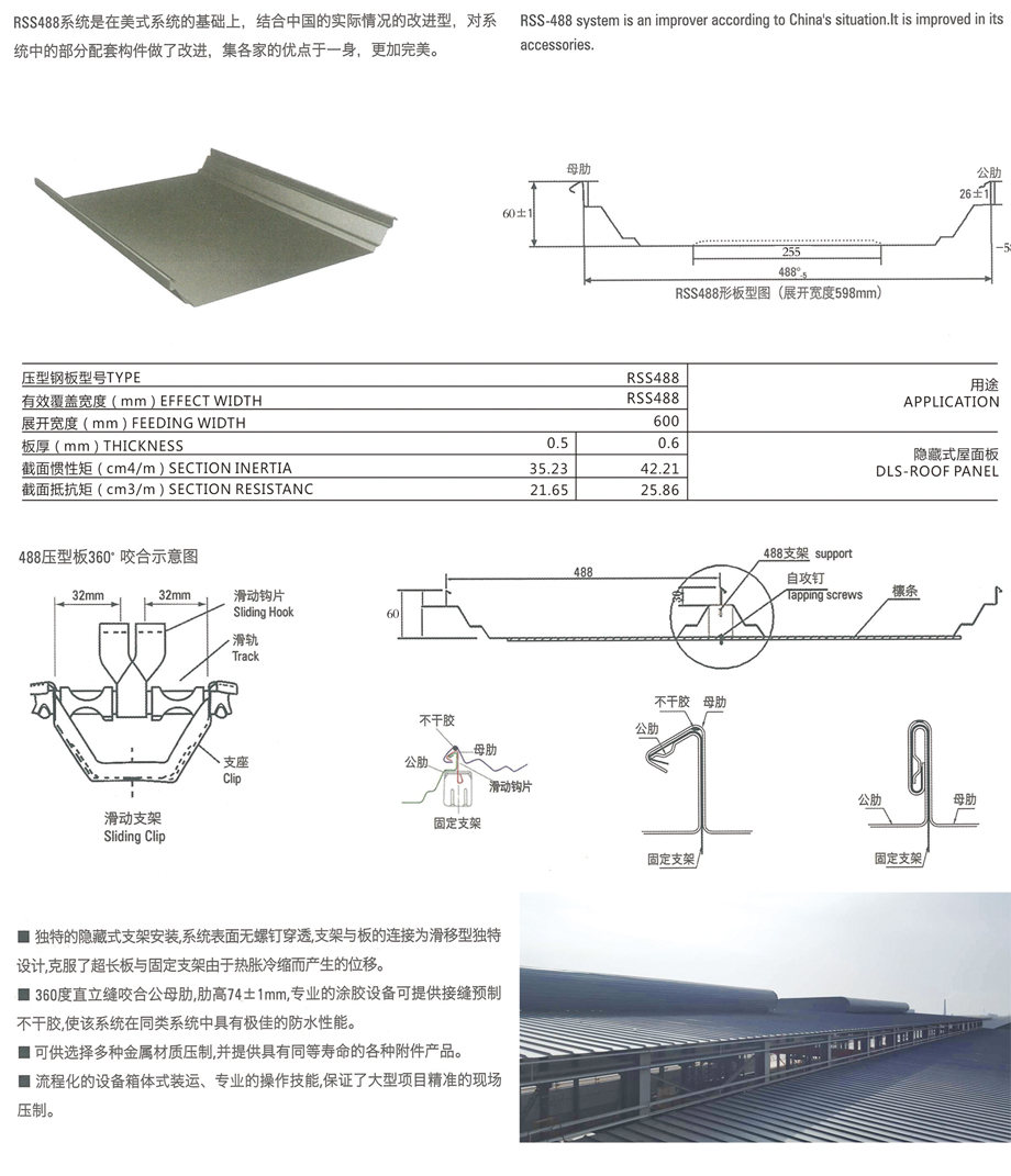 直立锁缝488屋面系统（RSS488）